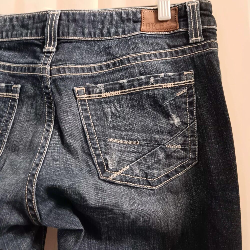 Bke Sabrina Jeans Low Boot Dark Denim Sz 30 Revival Festival Casual Rodeo Buckle